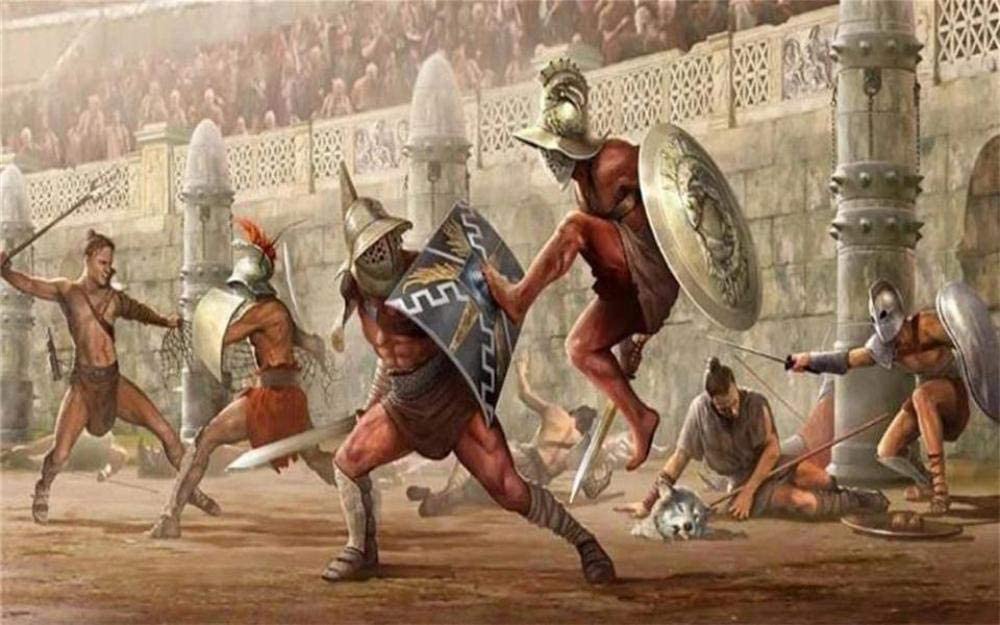 MURAL GRANDES DIMENSIONES ARENA COLISEUM BATALLA CON ESPADAS GLADIADORES